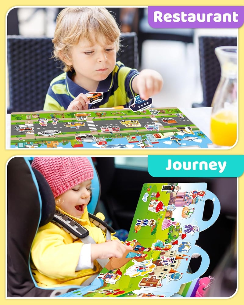 Benresive Reusable Sticker Books for Kids, Sticker Books for Toddlers, Toddler Travel Toys Activities Crafts Ages 3 and Up Birthday Gifts - Ocean Animals, Fairy and Vehicle - Image 3
